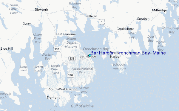 Bar Harbor, Frenchman Bay, Maine Tide Station Location Map