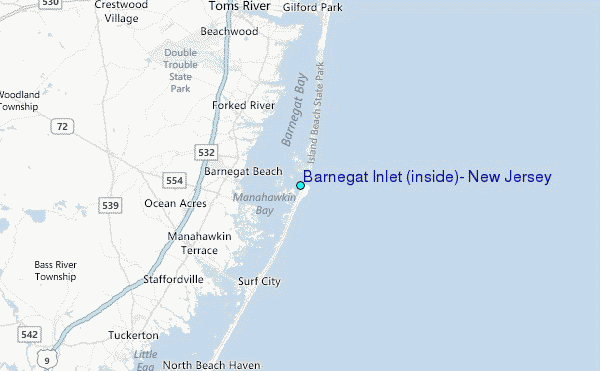 Barnegat Inlet (inside), New Jersey Tide Station Location Map