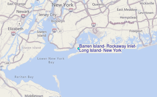 Barren Island, Rockaway Inlet, Long Island, New York Tide Station Location Map