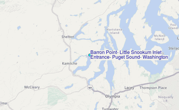 Barron Point, Little Snookum Inlet Entrance, Puget Sound, Washington Tide Station Location Map