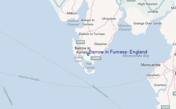 Barrow in Furness, England Tide Station Location Map