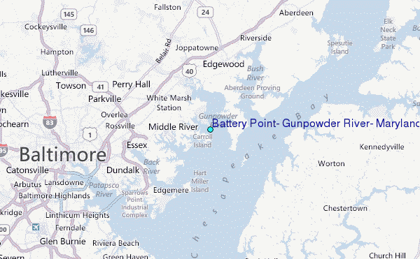 Battery Point, Gunpowder River, Maryland Tide Station Location Map