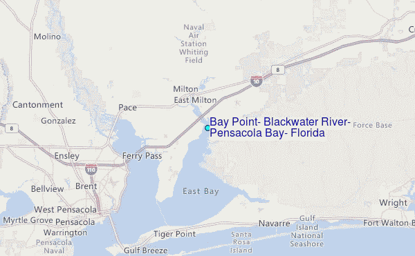 Bay Point, Blackwater River, Pensacola Bay, Florida Tide Station Location Map