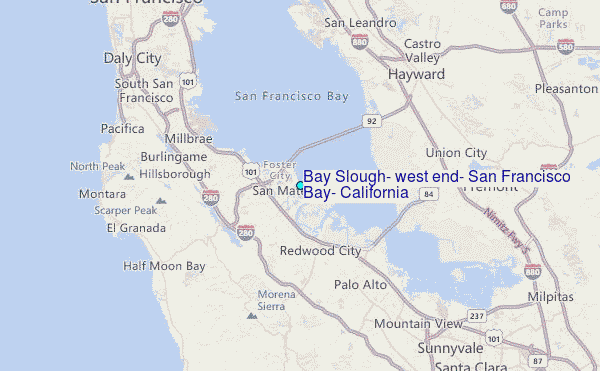 Bay Slough, west end, San Francisco Bay, California Tide Station Location Map
