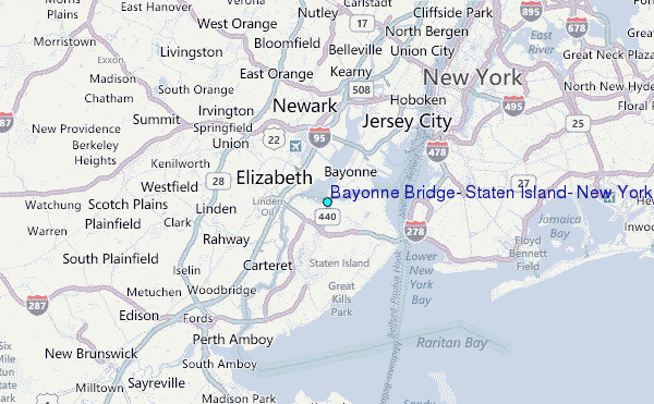 Bayonne Bridge, Staten Island, New York Tide Station Location Map