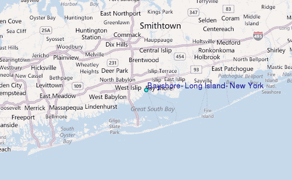 Bayshore, Long Island, New York Tide Station Location Map