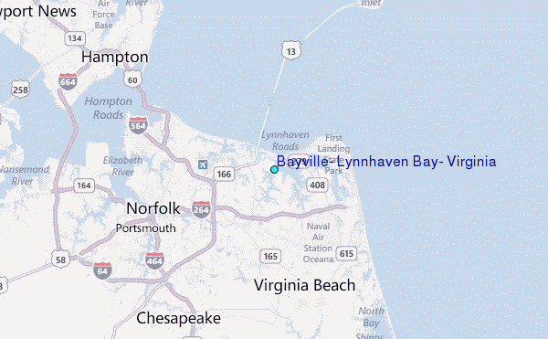Bayville, Lynnhaven Bay, Virginia Tide Station Location Map