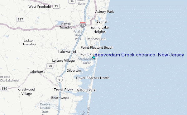 Beaverdam Creek entrance, New Jersey Tide Station Location Map