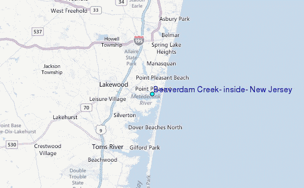 Beaverdam Creek, inside, New Jersey Tide Station Location Map