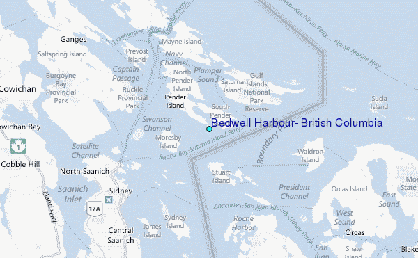 Bedwell Harbour, British Columbia Tide Station Location Map