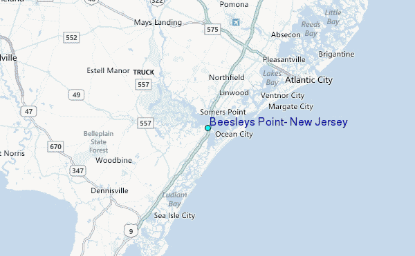 Beesleys Point, New Jersey Tide Station Location Map