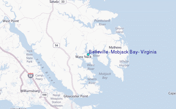 Belleville, Mobjack Bay, Virginia Tide Station Location Map