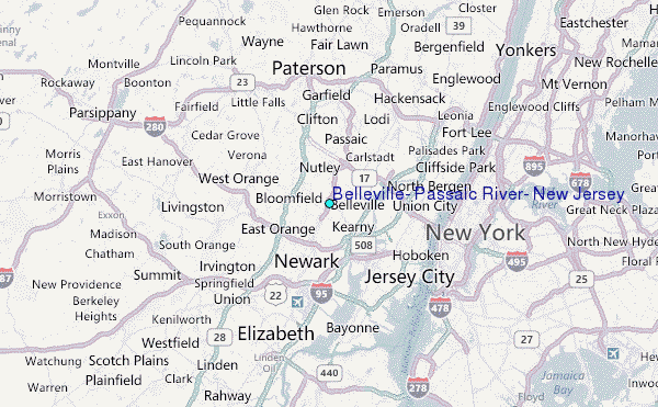 Belleville, Passaic River, New Jersey Tide Station Location Map