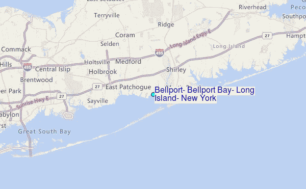 Bellport, Bellport Bay, Long Island, New York Tide Station Location Map