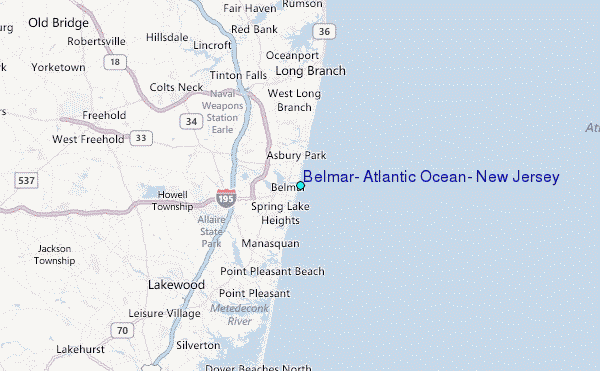 Belmar, Atlantic Ocean, New Jersey Tide Station Location Map