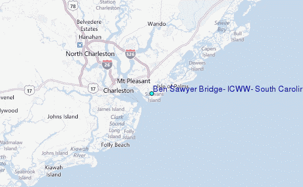 Ben Sawyer Bridge, ICWW, South Carolina Tide Station Location Map