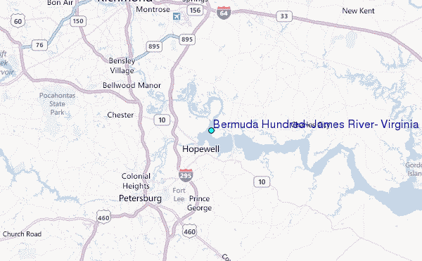 Bermuda Hundred, James River, Virginia Tide Station Location Map