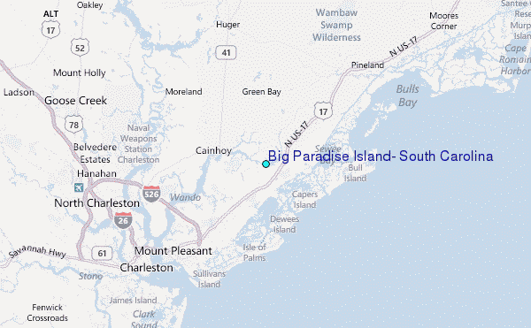 Big Paradise Island, South Carolina Tide Station Location Map