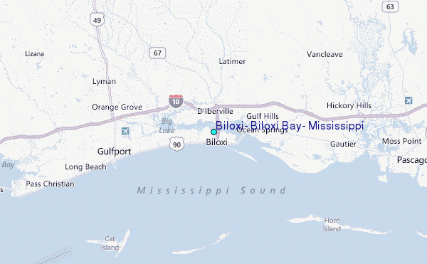 Biloxi, Biloxi Bay, Mississippi Tide Station Location Map