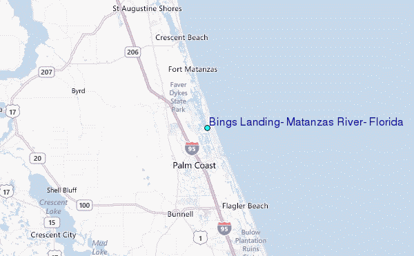 Bings Landing, Matanzas River, Florida Tide Station Location Map