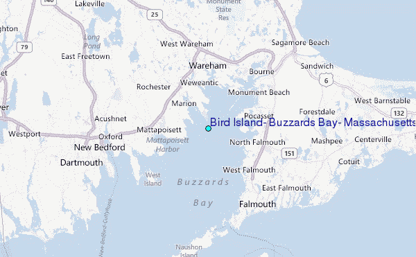 Bird Island, Buzzards Bay, Massachusetts Tide Station Location Map