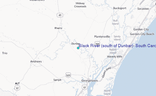Black River (south of Dunbar), South Carolina Tide Station Location Map
