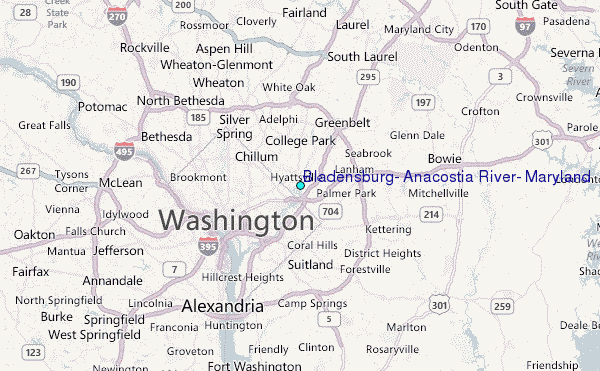 Bladensburg, Anacostia River, Maryland Tide Station Location Map