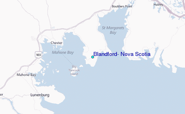 Blandford, Nova Scotia Tide Station Location Map