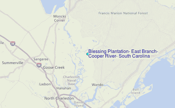 Blessing Plantation, East Branch, Cooper River, South Carolina Tide Station Location Map