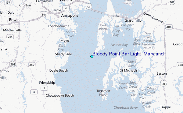 Bloody Point Bar Light, Maryland Tide Station Location Map