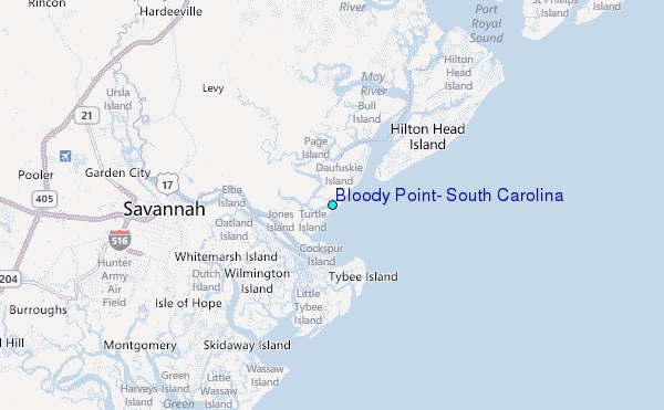 Bloody Point, South Carolina Tide Station Location Map