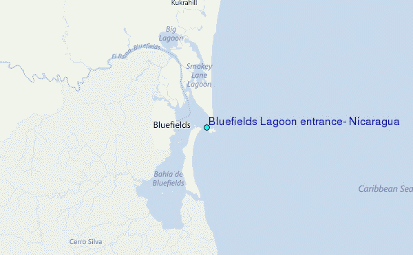 Bluefields Lagoon entrance, Nicaragua Tide Station Location Map