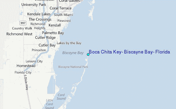 Boca Chita Key, Biscayne Bay, Florida Tide Station Location Map