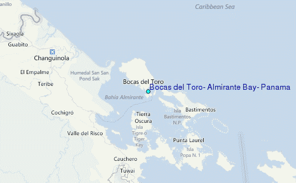 Bocas del Toro, Almirante Bay, Panama Tide Station Location Map