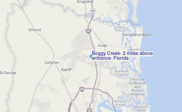 Boggy Creek, 2 miles above entrance, Florida Tide Station Location Map