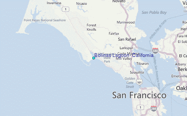 Bolinas Lagoon, California Tide Station Location Map