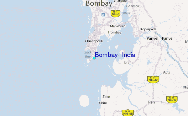 Bombay, India Tide Station Location Map