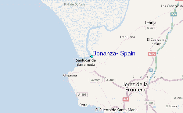 Bonanza, Spain Tide Station Location Map