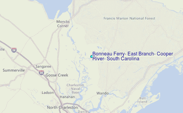 Bonneau Ferry, East Branch, Cooper River, South Carolina Tide Station Location Map