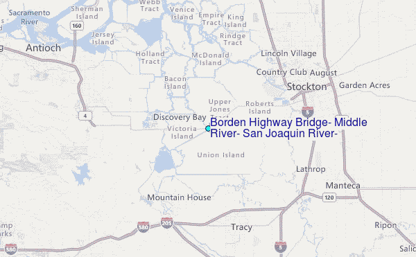 Borden Highway Bridge, Middle River, San Joaquin River, California Tide Station Location Map