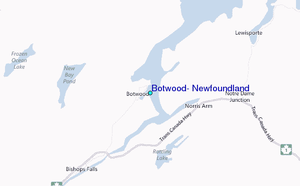 Botwood, Newfoundland Tide Station Location Map