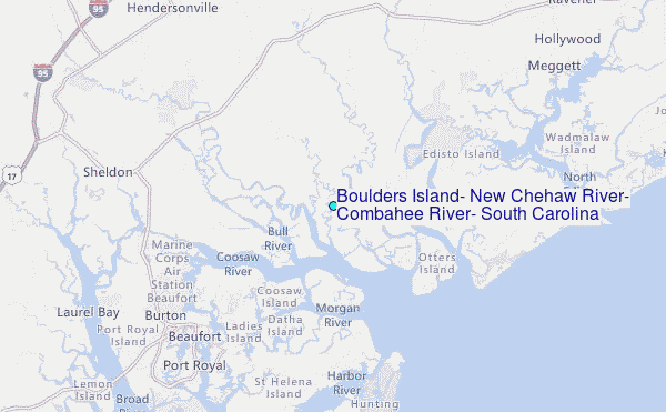Boulders Island, New Chehaw River, Combahee River, South Carolina Tide Station Location Map