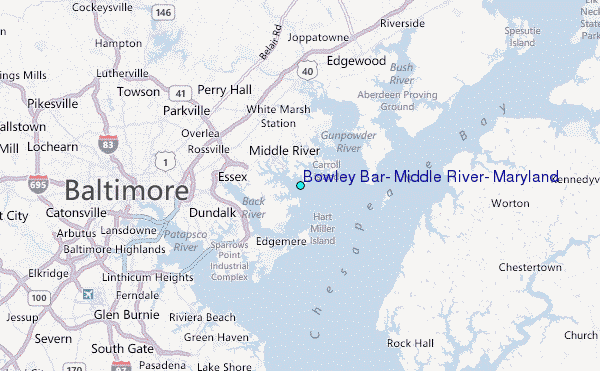Bowley Bar, Middle River, Maryland Tide Station Location Map