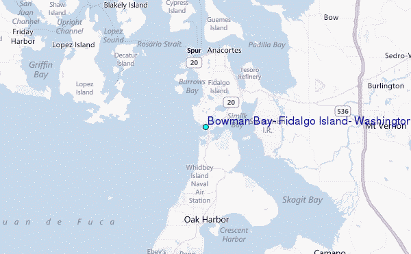 Bowman Bay, Fidalgo Island, Washington Tide Station Location Map
