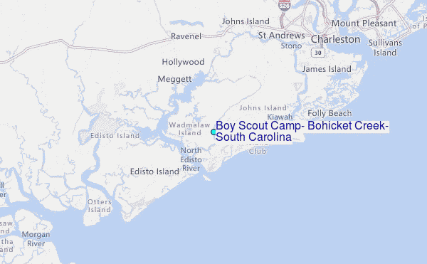 Boy Scout Camp, Bohicket Creek, South Carolina Tide Station Location Map