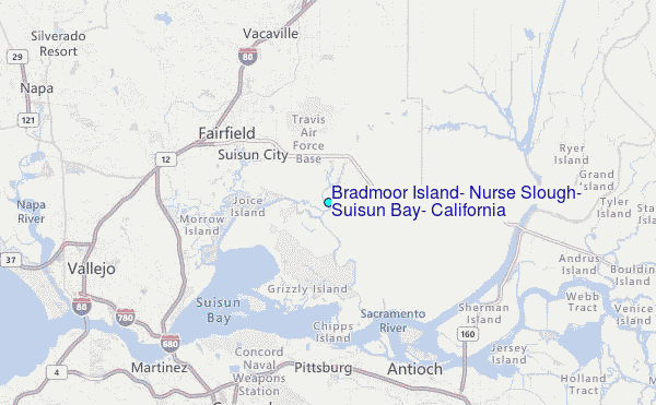 Bradmoor Island, Nurse Slough, Suisun Bay, California Tide Station Location Map
