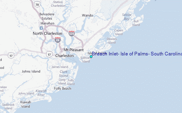 Breach Inlet, Isle of Palms, South Carolina Tide Station Location Map