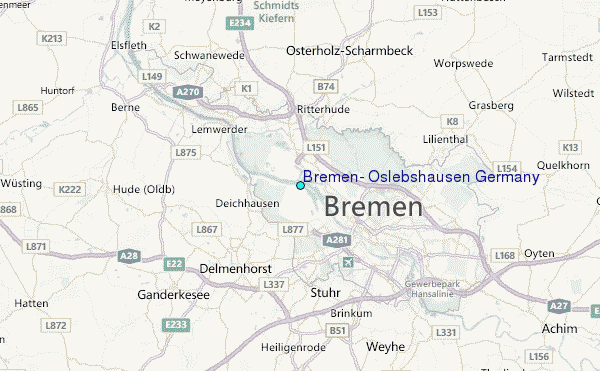 Bremen, Oslebshausen Germany Tide Station Location Map