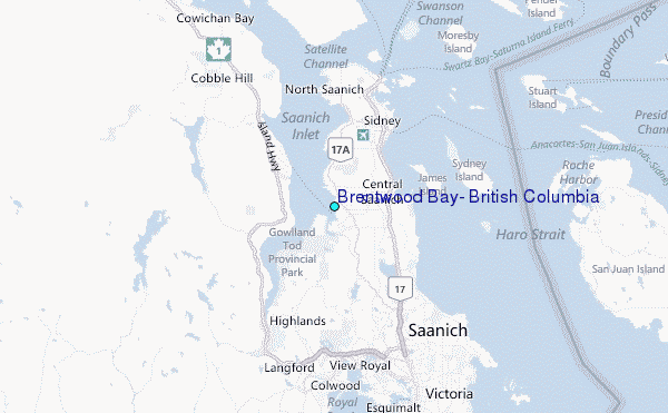 Brentwood Bay, British Columbia Tide Station Location Map