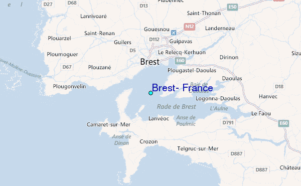 Brest, France Tide Station Location Map